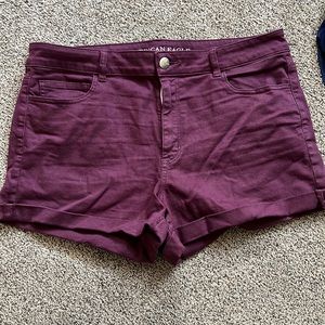American Eagle Maroon Hi-Rise Shorts Size 18